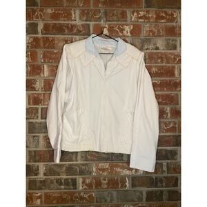 Vintage Mulberry Street Jacket Medium White w/ Pastel Details Retro 80s 90s